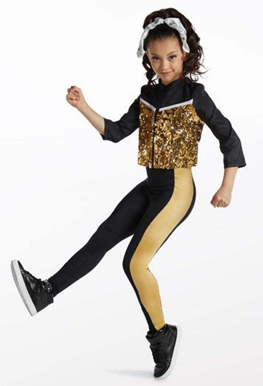 Dance Costume Weissman 15471 Small Adult Gold Unitard Hip Hop Sequin